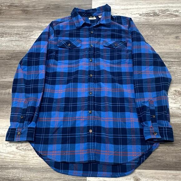 LL Bean‎  Flannel Shirt Blue Plaid Mens XL Chest Pocket Long Sleeve Button Up - Picture 1 of 9